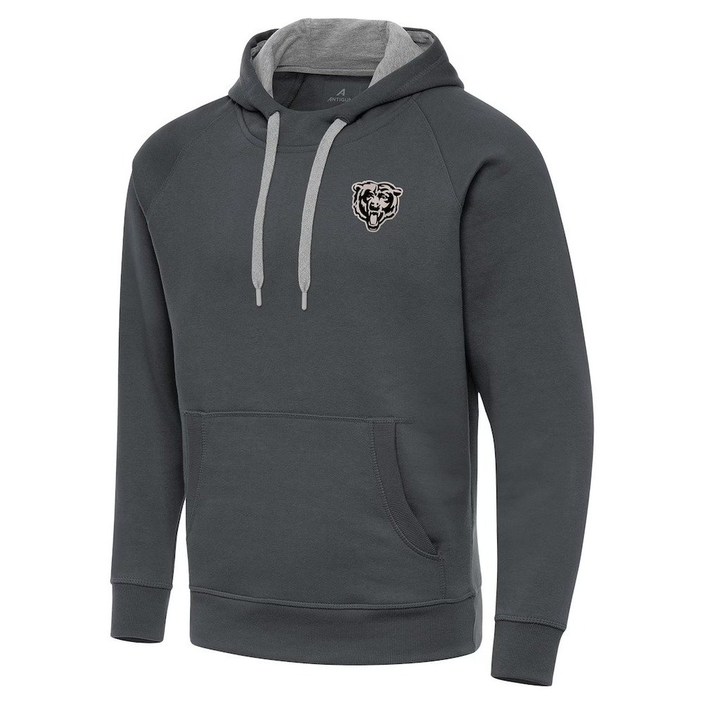 Men's Chicago Bears Antigua Charcoal Brushed Carbon Victory Pullover Hoodie
